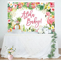 Aperturee - Aloha Baby Floral Gender Reveal Backdrop For Girl
