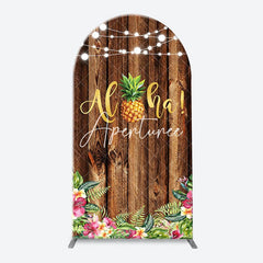 Aperturee - Aloha Pineapple Brown Wooden Arch Summer Backdrop