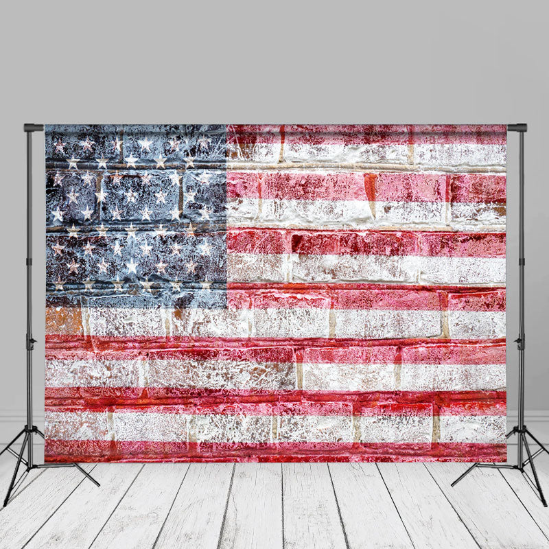 Aperturee - American Flag Brick Wall Portrait Picture Backdrop