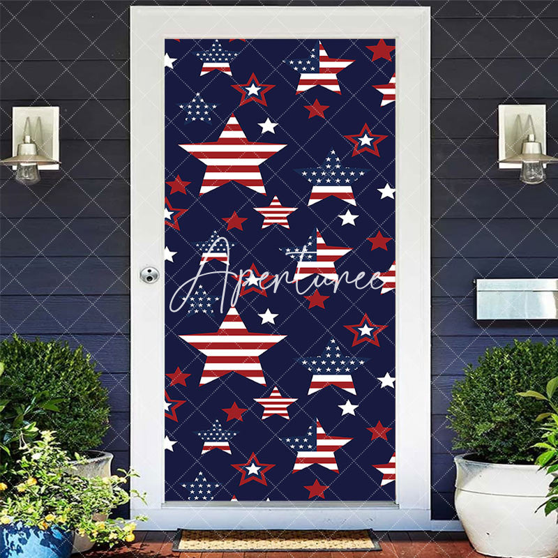 Aperturee - American Flag Stars Door Cover For Independence Day