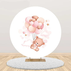 Aperturee - Animals Air Balloon Star Round Baby Shower Backdrop