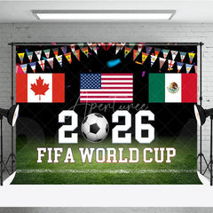 Aperturee - Aperturee 2026 Soccer Championship Holiday Backdrop with USA Canada Mexico Flags and International Bunting for Sports Party