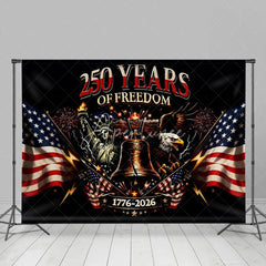 Aperturee - Aperturee 250 Years of Freedom Statue of Liberty Eagle Backdrop 1776 to 2026 Patriotic Party Event Background