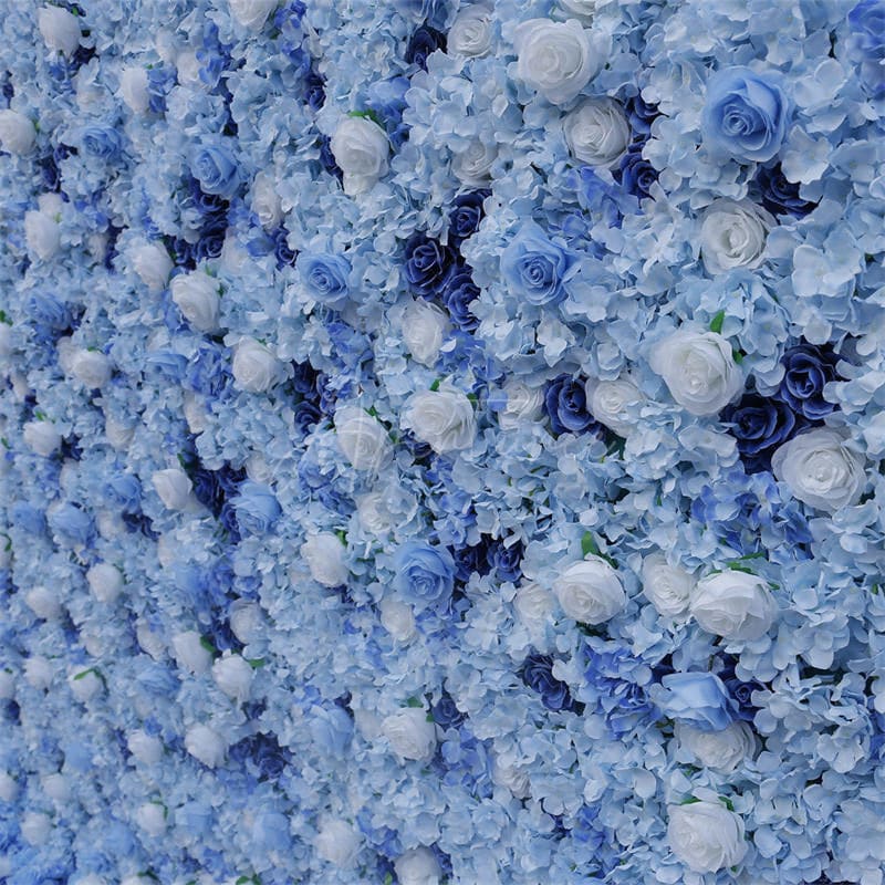 Aperturee - Aperturee 3D Blue Rose Elegant Wedding Floral Backdrop Decor