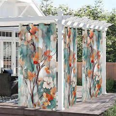 Aperturee - Aperturee 3D Flower Spring Waterproof Printed Outdoor Curtains