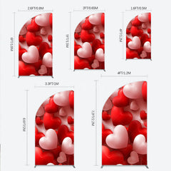 Aperturee - Aperturee 3D Hearts Valentine’s Day Half Moon Arch Backdrop Red and White Romantic Love Theme Wedding or Anniversary Photo Prop