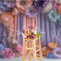 Aperturee - Aperturee 3D Paper Flower Wall Photography Backdrop Pastel Curtains for Wedding Birthday or Baby Shower Photo Booth
