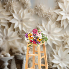 Aperturee Aperturee 3D White Paper Flowers Photography Backdrop Winter Wedding or Bridal Shower Elegant Poinsettia Wall Decor