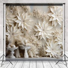 Aperturee Aperturee 3D White Paper Flowers Photography Backdrop Winter Wedding or Bridal Shower Elegant Poinsettia Wall Decor
