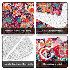 Aperturee - Aperturee 4-Piece Boho Paisley Bathroom Set Colorful Mandala Floral Pattern Vibrant Orange Purple Tribal