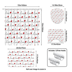 Aperturee - Aperturee 4-Piece Valentines Day Love Bathroom Set Red Heart Script Line Minimalist Romantic Decor