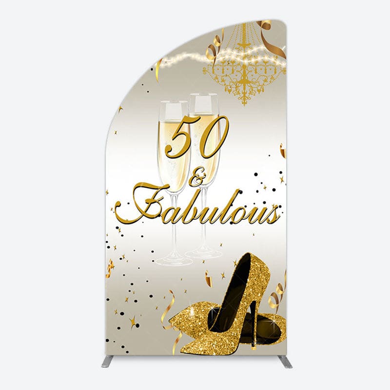 Aperturee - Aperturee 50 And Fabulous Gold Happy Birthday Half Moon Arch Backdrop