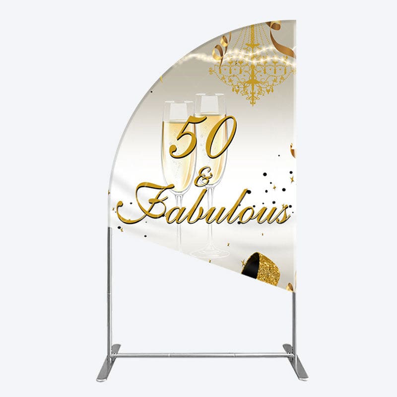 Aperturee - Aperturee 50 And Fabulous Gold Happy Birthday Half Moon Arch Backdrop