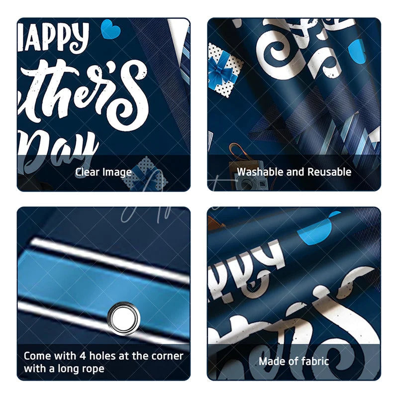Aperturee - (7 Day Delivery)Aperturee Blue Tie Happy Father’s Day Backdrop for Festive Decor