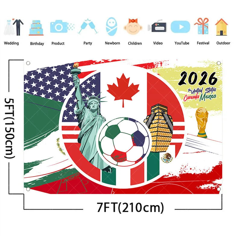 Aperturee - (7 Day Delivery)Aperturee Global Sports 2026 Soccer Event Holiday Backdrop