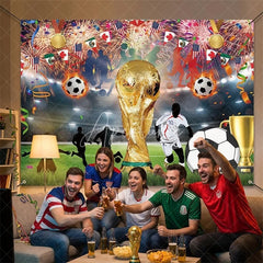 Aperturee - (7 Day Delivery)Aperturee Golden Trophy and Football Celebration Holiday Backdrop