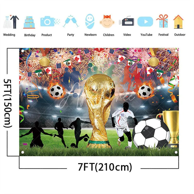 Aperturee - (7 Day Delivery)Aperturee Golden Trophy and Football Celebration Holiday Backdrop