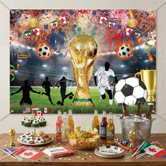 Aperturee - (7 Day Delivery)Aperturee Golden Trophy and Football Celebration Holiday Backdrop