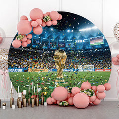 Aperturee - (7 Day Delivery)Aperturee Golden Trophy Soccer Stadium Round Backdrop Celebration Sports Party Decor