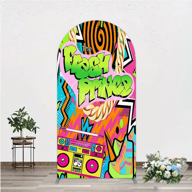 Aperturee - Aperturee 90s Hip Hop Themed Fresh Prince Arch Backdrop Retro Graffiti Art for Baby Shower Throwback Birthday Party Decor