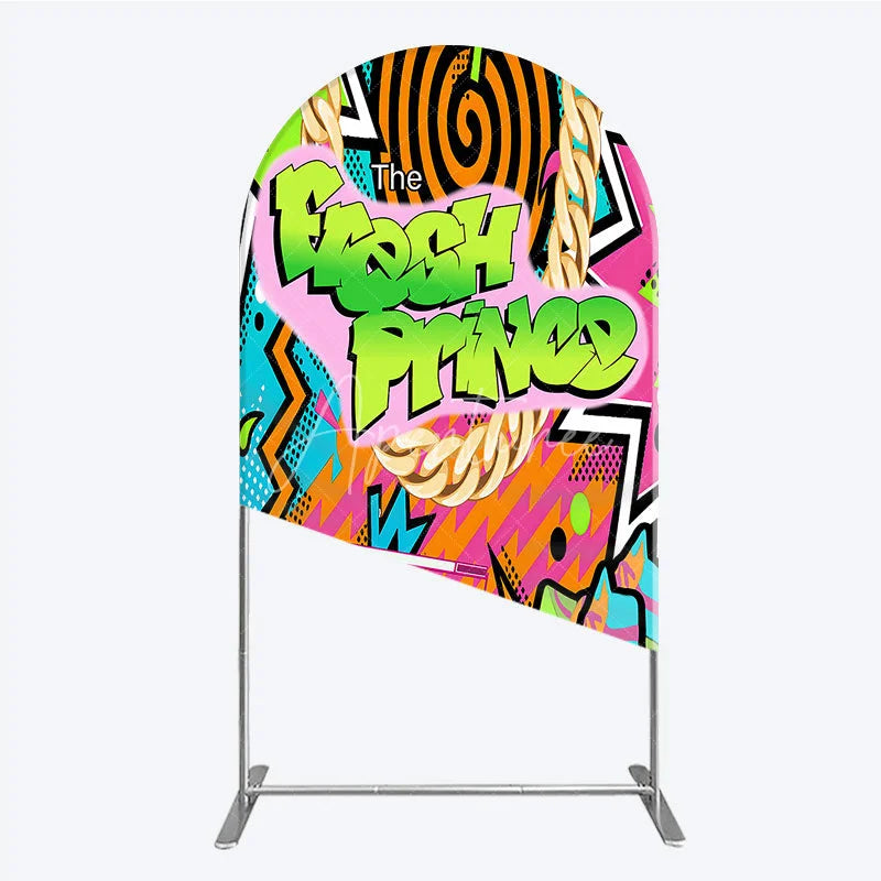Aperturee - Aperturee 90s Hip Hop Themed Fresh Prince Arch Backdrop Retro Graffiti Art for Baby Shower Throwback Birthday Party Decor