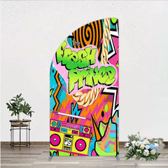 Aperturee - Aperturee 90s Hip Hop Themed Fresh Prince Half Moon Arch Backdrop Retro Graffiti Art for Baby Shower Throwback Birthday Party