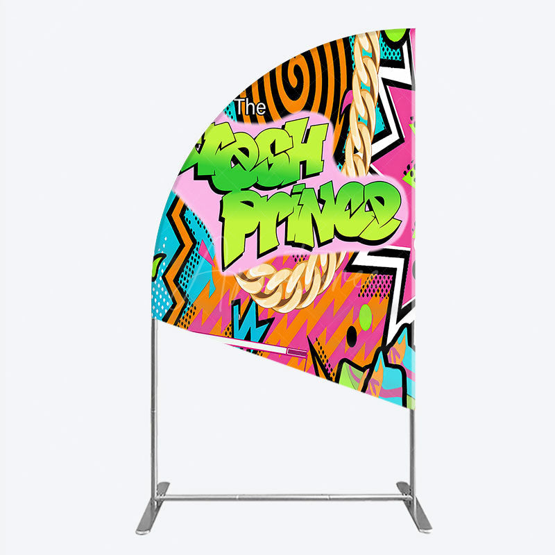 Aperturee - Aperturee 90s Hip Hop Themed Fresh Prince Half Moon Arch Backdrop Retro Graffiti Art for Baby Shower Throwback Birthday Party