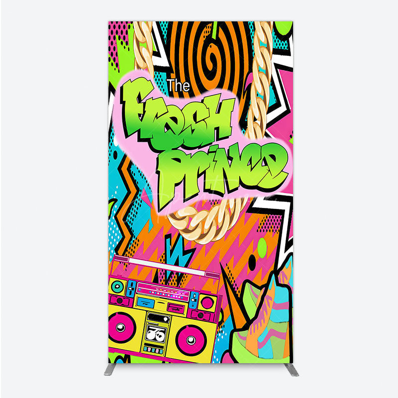 Aperturee - Aperturee 90s Hip Hop Themed Fresh Prince Rectangle Backdrop Retro Graffiti Art for Baby Shower Throwback Birthday Party Decor