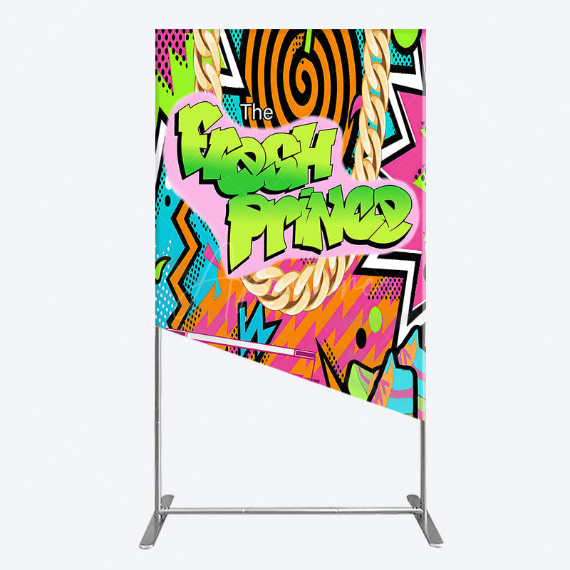Aperturee - Aperturee 90s Hip Hop Themed Fresh Prince Rectangle Backdrop Retro Graffiti Art for Baby Shower Throwback Birthday Party Decor