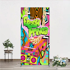 Aperturee - Aperturee 90s Hip Hop Themed Fresh Prince Rectangle Backdrop Retro Graffiti Art for Baby Shower Throwback Birthday Party Decor