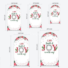 Aperturee - Aperturee A Little Bundle of Joy is on the Way Arch Backdrop Christmas Baby Shower with Poinsettia Winter Floral Decor