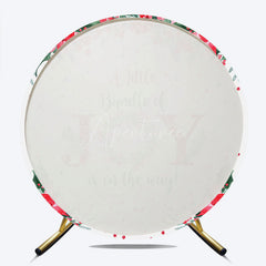 Aperturee - Aperturee A Little Bundle of Joy is on the Way Round Backdrop Christmas Baby Shower with Poinsettia Winter Floral Decor