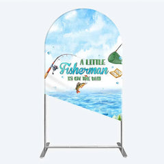 Aperturee - Aperturee A Little Fisherman is on the Way Arch Backdrop Lake Fishing Boat Baby Shower Decoration