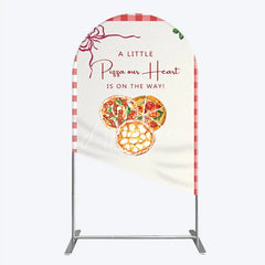 Aperturee - Aperturee A Little Pizza Our Heart is on the Way Arch Backdrop Italian Food Themed Red Gingham Baby Shower Decor
