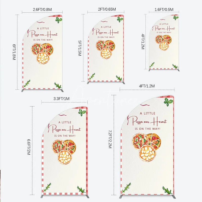 Aperturee - Aperturee A Little Pizza Our Heart is on the Way Half Moon Arch Backdrop Italian Food Themed Red Gingham Baby Shower Decor