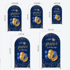 Aperturee - Aperturee A Little Prince is on His Way Arch Backdrop Royal Blue and Gold Balloons Boy Baby Shower Party Decor