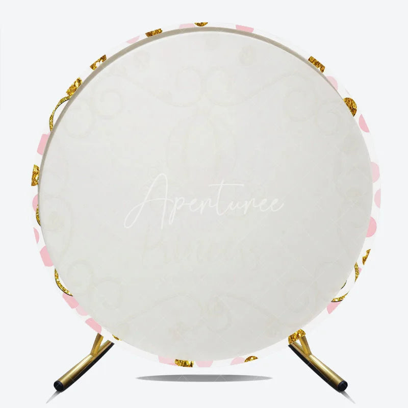 Aperturee - Aperturee A Little Princess is on her Way Round Backdrop Pink and Gold Carriage Girl Baby Shower Party Photo Booth Decor