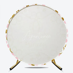 Aperturee - Aperturee A Little Princess is on her Way Round Backdrop Pink and Gold Carriage Girl Baby Shower Party Photo Booth Decor