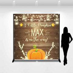 Aperturee Aperturee A Little Pumpkin Is On The Way Custom Backdrop Rustic Wood and Pumpkin Fall Themed Baby Shower Banner Decor