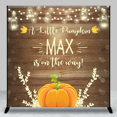 Aperturee Aperturee A Little Pumpkin Is On The Way Custom Backdrop Rustic Wood and Pumpkin Fall Themed Baby Shower Banner Decor