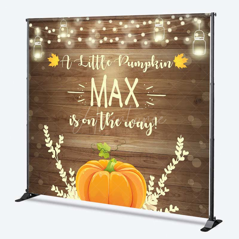 Aperturee Aperturee A Little Pumpkin Is On The Way Custom Backdrop Rustic Wood and Pumpkin Fall Themed Baby Shower Banner Decor