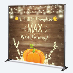 Aperturee Aperturee A Little Pumpkin Is On The Way Custom Backdrop Rustic Wood and Pumpkin Fall Themed Baby Shower Banner Decor
