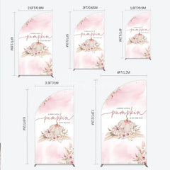 Aperturee - Aperturee A Little Pumpkin is on the Way Half Moon Arch Backdrop Boho Pink Floral Baby Shower Fall Pampas Grass Party Decor