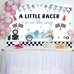 Aperturee - Aperturee A Little Racer Is On The Way Baby Shower Backdrop