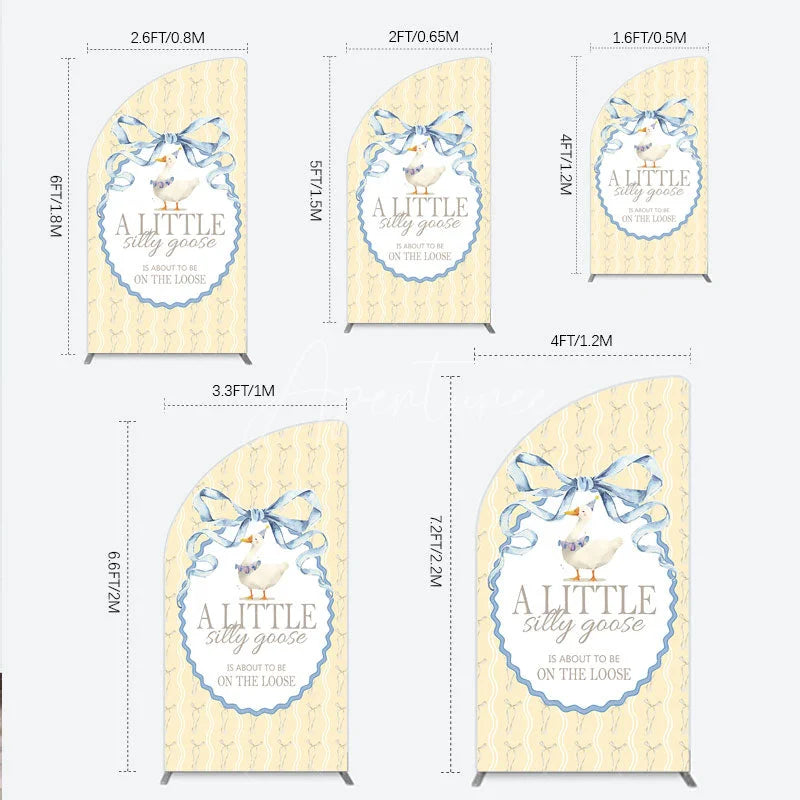 Aperturee - Aperturee A Little Silly Goose is on the Loose Half Moon Arch Backdrop Watercolor Animal Theme Gender Neutral Baby Shower Decor