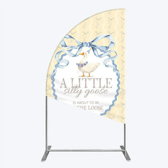 Aperturee - Aperturee A Little Silly Goose is on the Loose Half Moon Arch Backdrop Watercolor Animal Theme Gender Neutral Baby Shower Decor