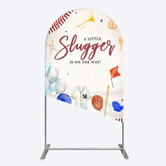 Aperturee - Aperturee A Little Slugger is on the Way Arch Backdrop Baseball Themed Baby Shower Rookie of The Year Party Photo Prop