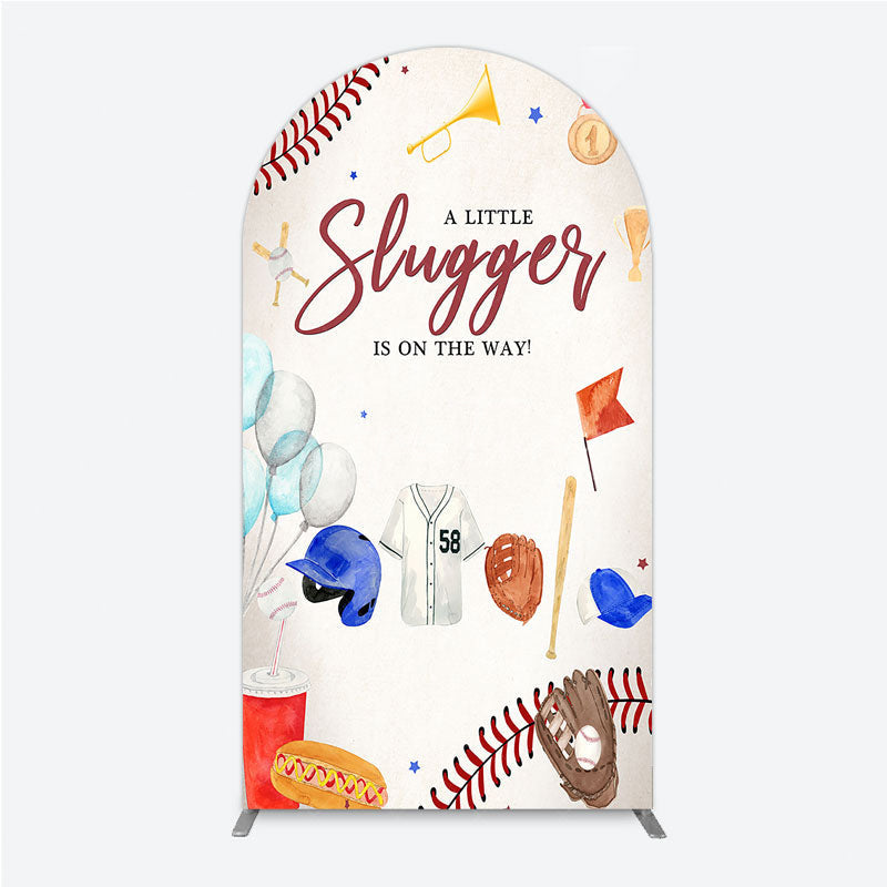 Aperturee - Aperturee A Little Slugger is on the Way Arch Backdrop Baseball Themed Baby Shower Rookie of The Year Party Photo Prop