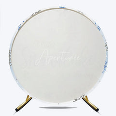 Aperturee - Aperturee A Little Snowflake Is On The Way Round Backdrop Winter Blue Baby Shower Decor