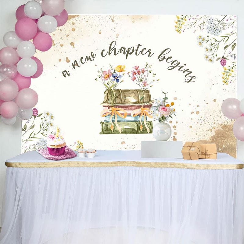 Aperturee - Aperturee A New Chapter Begins Books Floral Birthday Backdrop